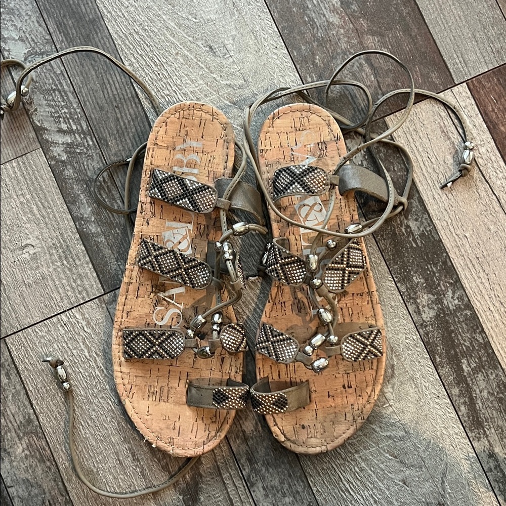 Cork Sandals with Snakeskin Straps